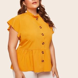 NWOT SHEIN Tigers Eye Button Peplum Blouse